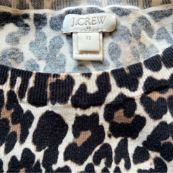 J Crew 100% Cotton Knit Pullover Sweater Leopard Print Multicolor Women XS - Picture 6 of 7